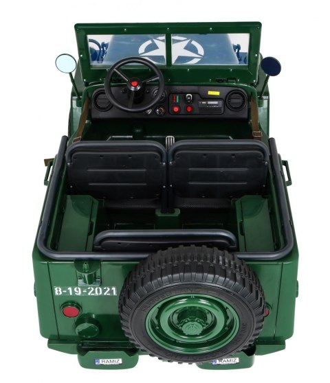 Autko Wojskowe Retro dla 3 dzieci Zielony + Napęd 4x4 + Schowki + EVA + Wolny Start + MP3 LED Autko Wojskowe Retro dla 3 dzieci Zielony + Napęd 4x4 + Schowki + EVA + Wolny Start + MP3 LED
