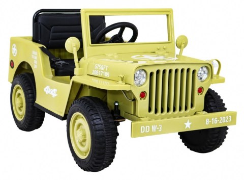 Autko Wojskowe Retro dla dzieci Beżowy + Napęd 4x4 + Pilot + 2 Bagażniki + Wolny Start + MP3 LED Autko Wojskowe Retro dla dzieci Beżowy + Napęd 4x4 + Pilot + 2 Bagażniki + Wolny Start + MP3 LED