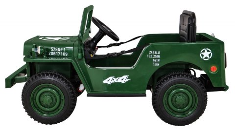 Autko Wojskowe Retro dla dzieci Zielony + Napęd 4x4 + Pilot + 2 Bagażniki + Wolny Start + MP3 LED Autko Wojskowe Retro dla dzieci Zielony + Napęd 4x4 + Pilot + 2 Bagażniki + Wolny Start + MP3 LED