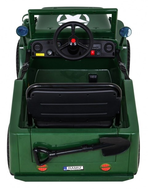 Autko Wojskowe Retro dla dzieci Zielony + Napęd 4x4 + Pilot + 2 Bagażniki + Wolny Start + MP3 LED Autko Wojskowe Retro dla dzieci Zielony + Napęd 4x4 + Pilot + 2 Bagażniki + Wolny Start + MP3 LED