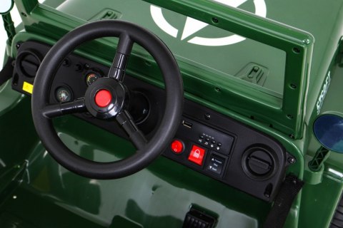 Autko Wojskowe Retro dla dzieci Zielony + Napęd 4x4 + Pilot + 2 Bagażniki + Wolny Start + MP3 LED Autko Wojskowe Retro dla dzieci Zielony + Napęd 4x4 + Pilot + 2 Bagażniki + Wolny Start + MP3 LED