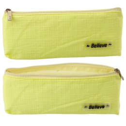 LEAN Piórnik Szkolny Biurowy Jednokomorowy Tłoczona Kratka Żółty 21x9,5cm