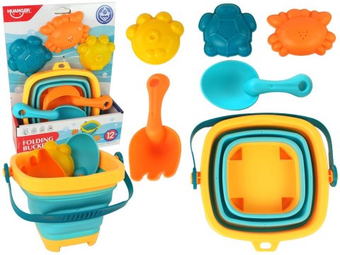 LEAN Toys Zestaw Zabawek Do Piasku Składane Wiaderko 5 Szt.