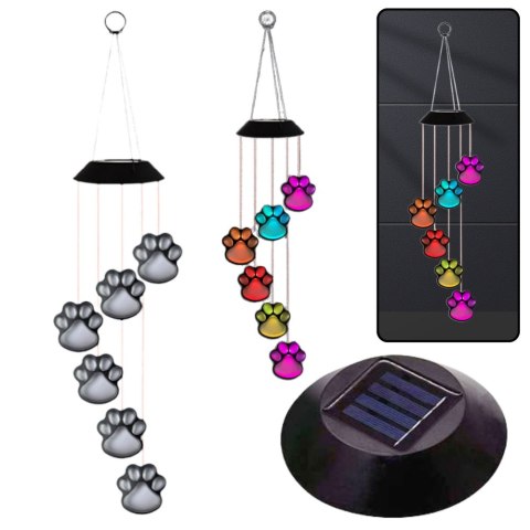 LEAN Lampki Solarne Ogrodowe LED Dzwonki Psie Łapy Kolorowe 70cm LEAN Lampki Solarne Ogrodowe LED Dzwonki Psie Łapy Kolorowe 70cm