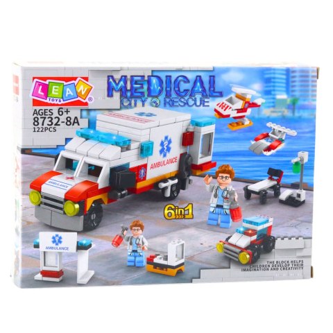 LEAN TOYS Klocki Konstrukcyjne Zestaw Ratowniczy Ambulans Pogotowie 6w1 122 el. LEAN TOYS Klocki Konstrukcyjne Zestaw Ratowniczy Ambulans Pogotowie 6w1 122 el.