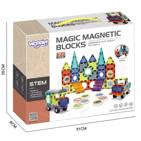 WOOPIE Klocki Magnetyczne 3D Zestaw Zamek Pojazdy 71el. WOOPIE Klocki Magnetyczne 3D Zestaw Zamek Pojazdy 71el.