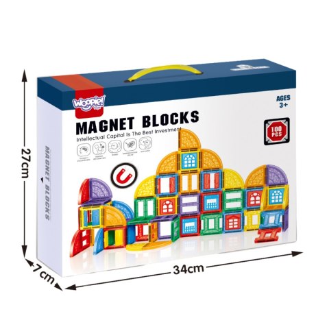 WOOPIE Klocki Magnetyczne Konstrukcyjne 3D Zestaw Edukacyjny Zamek 100el. WOOPIE Klocki Magnetyczne Konstrukcyjne 3D Zestaw Edukacyjny Zamek 100el.