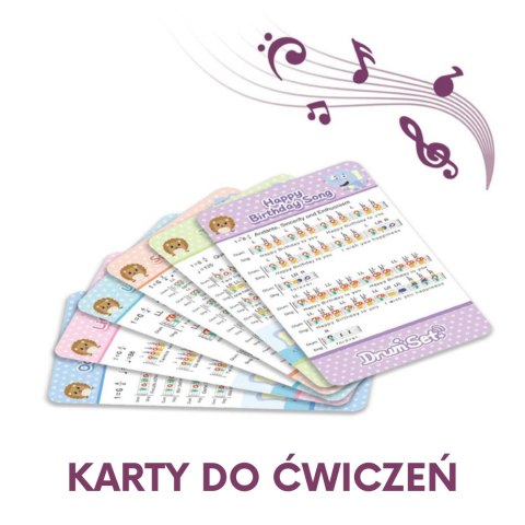 WOOPIE Perkusja Edukacyjna dla Dzieci 5 Bębnów 1 Talerz + Taboret z Motywem Zwierzątek WOOPIE Perkusja Edukacyjna dla Dzieci 5 Bębnów 1 Talerz + Taboret z Motywem Zwierzątek