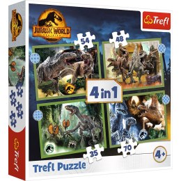 Trefl Puzzle Puzzle - 4w1 - Groźne dinozaury - Universal Jurassic World Trefl 34607