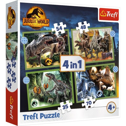 Trefl Puzzle Puzzle - 4w1 - Groźne dinozaury - Universal Jurassic World Trefl 34607 Trefl Puzzle Puzzle - 4w1 - Groźne dinozaury - Universal Jurassic World Trefl 34607