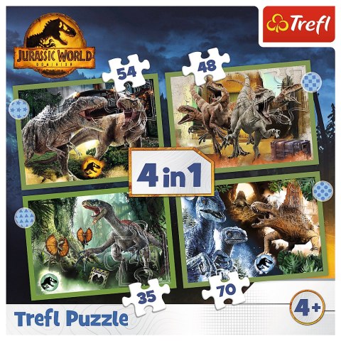 Trefl Puzzle Puzzle - 4w1 - Groźne dinozaury - Universal Jurassic World Trefl 34607 Trefl Puzzle Puzzle - 4w1 - Groźne dinozaury - Universal Jurassic World Trefl 34607