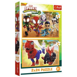 Trefl Puzzle Puzzle 2x24 Spider i Dinozaury Trefl 34432