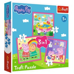Trefl Puzzle Puzzle 3w1 - Peppa i przyjaciele - Peppa Pig Trefl 34873