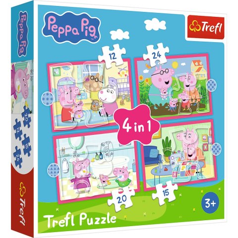 Trefl Puzzle Puzzle 4w1 (12,15,20,24) - Peppa uwielbia przygody Trefl 34672