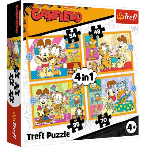 Trefl Puzzle Puzzle 4w1 Garfield Kocha lasanięTrefl 34673