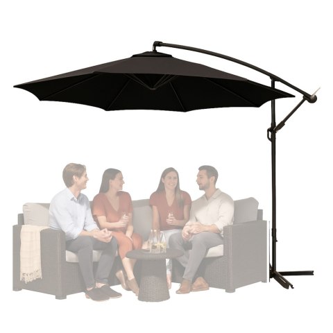 LEAN Parasol Ogrodowy Boczny Z Regulacją Pochyłu Pokrowiec 350 x 250cm Czarny LEAN Parasol Ogrodowy Boczny Z Regulacją Pochyłu Pokrowiec 350 x 250cm Czarny