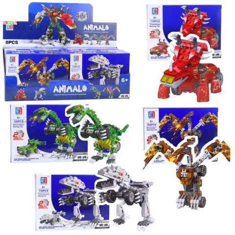LEAN TOYS Klocki Konstrukcyjne Dinozaur Auto 2w1 105-132 el. Mix LEAN TOYS Klocki Konstrukcyjne Dinozaur Auto 2w1 105-132 el. Mix
