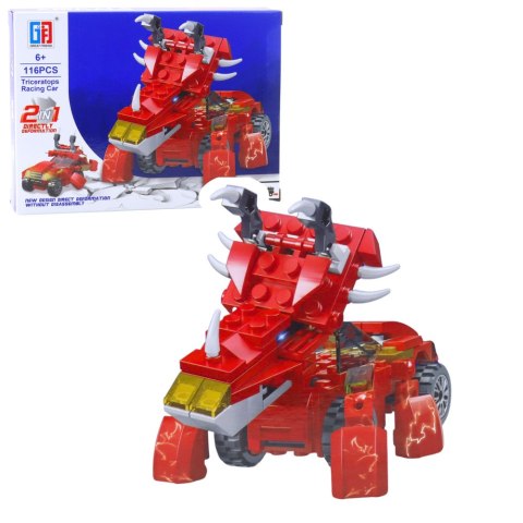LEAN TOYS Klocki Konstrukcyjne Dinozaur Auto 2w1 105-132 el. Mix LEAN TOYS Klocki Konstrukcyjne Dinozaur Auto 2w1 105-132 el. Mix