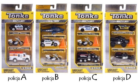 Hasbro TONKA Zestaw pojazdów POLICJA Różne metalowe autka + pachołki ZA3633 Hasbro TONKA Zestaw pojazdów POLICJA Różne metalowe autka + pachołki ZA3633