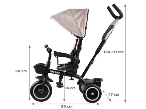 Rowerek trójkołowy Tiny Bike 3w1 beżowy z daszkiem SP0650 Rowerek trójkołowy Tiny Bike 3w1 beżowy z daszkiem SP0650