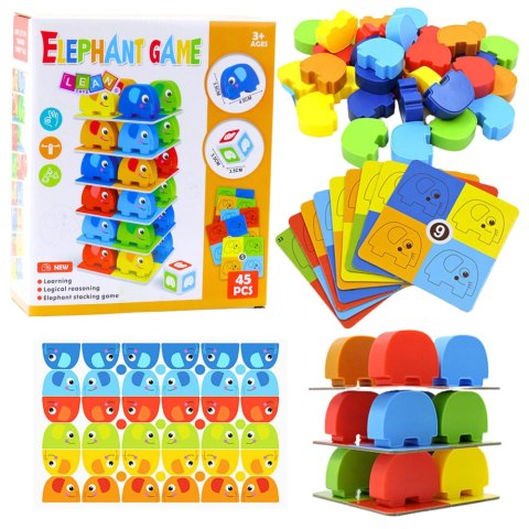 LEAN Toys Gra Zręcznościowa Rodzinna Wieża Ze Słoników Układanie 45 el. LEAN Toys Gra Zręcznościowa Rodzinna Wieża Ze Słoników Układanie 45 el.