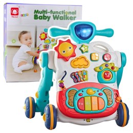 LEAN Toys Jeździk Pchacz Interaktywny Stolik Edukacyjny Panel 3w1 Niebieski