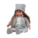LEAN Toys Lalka W Niebieskiej Sukience Czapeczka Sweterek Rękawiczki Czapka 36,5cm