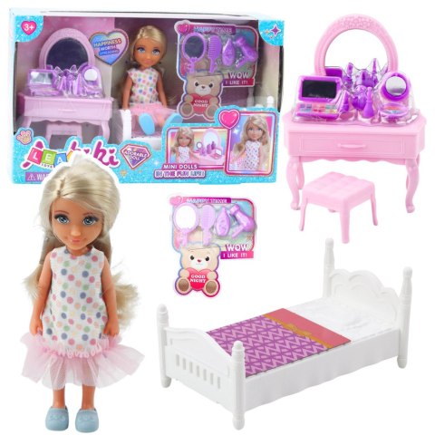 LEAN Toys Zestaw Laleczka Ankiki Łóżeczko Toaletka Z Lustrem Akcesoria LEAN Toys Zestaw Laleczka Ankiki Łóżeczko Toaletka Z Lustrem Akcesoria