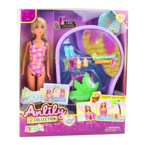 LEAN Toys Zestaw Lalka Anlily Na Plaży Basen Palma Akcesoria 8 el. LEAN Toys Zestaw Lalka Anlily Na Plaży Basen Palma Akcesoria 8 el.