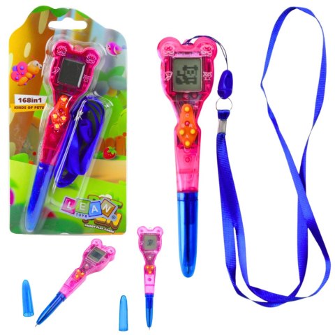 LEAN TOYS Gra Elektroniczna Z Długopisem 168w1 Smycz Niebiesko-Różowa