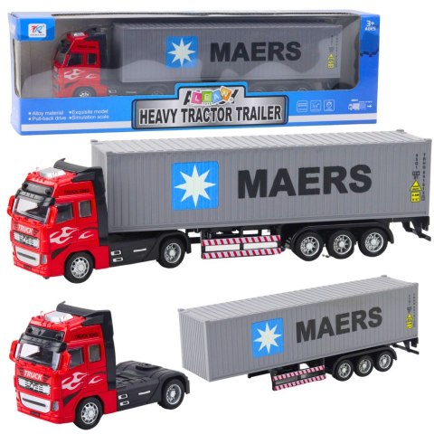 LEAN Toys Ciężarówka Kontener Z Napędem Pull-Back Otwierane Drzwi Szaro Czerwona