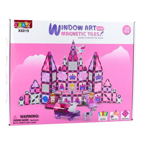 LEAN Toys Klocki Magnetyczne Okienka Witraże Do Malowania Pisaki Różowe 126 el. LEAN Toys Klocki Magnetyczne Okienka Witraże Do Malowania Pisaki Różowe 126 el.
