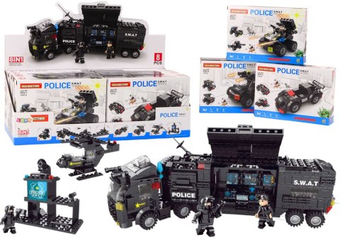 LEAN TOYS Klocki Konstrukcyjne Służby Specjalne Policja Helikopter Łódź Zestaw MIX