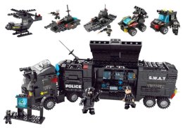 LEAN TOYS Klocki Konstrukcyjne Służby Specjalne Policja Helikopter Łódź Zestaw MIX