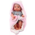 LEAN Toys Lalka Bobas W Szarej Piżamce Z Kocykiem Króliczkiem Różowy 23cm
