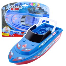 LEAN Toys Łódź Patrolowa Na Baterie Zabawka Do Kąpieli Światła Dźwięki Niebieska