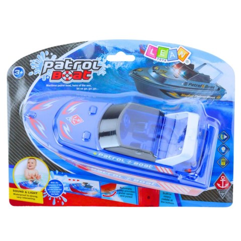 LEAN Toys Łódź Patrolowa Na Baterie Zabawka Do Kąpieli Światła Dźwięki Niebieska LEAN Toys Łódź Patrolowa Na Baterie Zabawka Do Kąpieli Światła Dźwięki Niebieska