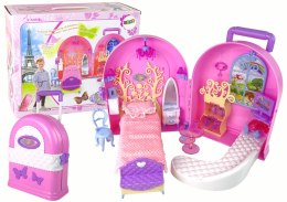 LEAN Toys Rozkładany Duży Domek Dla Lalek Walizka Meble