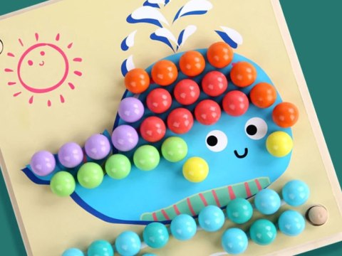 Układanka edukacyjna Montessori Mozaika Koraliki Kulki drewniane ZA4438 Układanka edukacyjna Montessori Mozaika Koraliki Kulki drewniane ZA4438