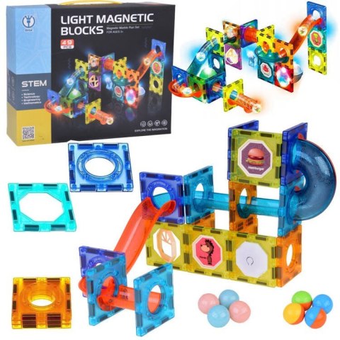 Klocki Magnetyczne 3D dla dzieci Zbuduj Świecący Tor Kulkowy 49 ele ZA5250 Klocki Magnetyczne 3D dla dzieci Zbuduj Świecący Tor Kulkowy 49 ele ZA5250