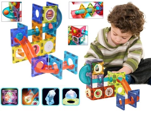 Klocki Magnetyczne 3D dla dzieci Zbuduj Świecący Tor Kulkowy 49 ele ZA5250 Klocki Magnetyczne 3D dla dzieci Zbuduj Świecący Tor Kulkowy 49 ele ZA5250