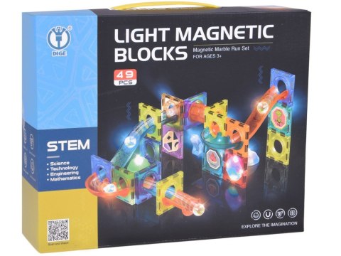 Klocki Magnetyczne 3D dla dzieci Zbuduj Świecący Tor Kulkowy 49 ele ZA5250 Klocki Magnetyczne 3D dla dzieci Zbuduj Świecący Tor Kulkowy 49 ele ZA5250