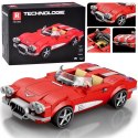 Klocki techniczne Retro auto CZERWONY KABRIOLET z lat 50. 311-ele ZA5790