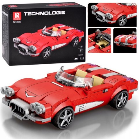 Klocki techniczne Retro auto CZERWONY KABRIOLET z lat 50. 311-ele ZA5790 Klocki techniczne Retro auto CZERWONY KABRIOLET z lat 50. 311-ele ZA5790