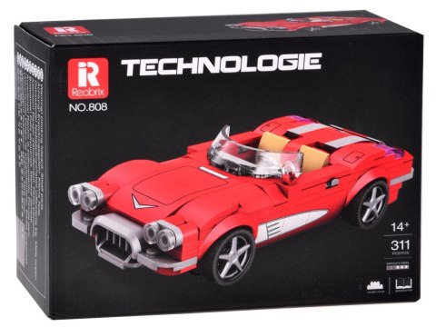 Klocki techniczne Retro auto CZERWONY KABRIOLET z lat 50. 311-ele ZA5790 Klocki techniczne Retro auto CZERWONY KABRIOLET z lat 50. 311-ele ZA5790