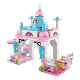 LEAN TOYS Klocki Konstrukcyjne Budynek Różowy Pastelowy 6w1 131Elementów