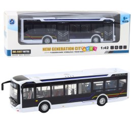LEAN Toys Autobus Metalowy Miejski Światła Dźwięk 1:42 Biały