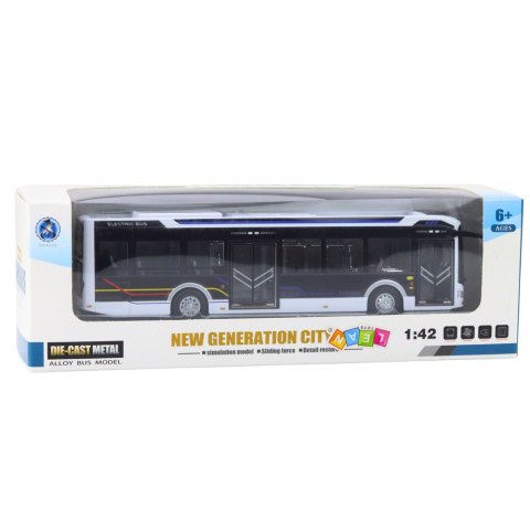 LEAN Toys Autobus Metalowy Miejski Światła Dźwięk 1:42 Biały LEAN Toys Autobus Metalowy Miejski Światła Dźwięk 1:42 Biały
