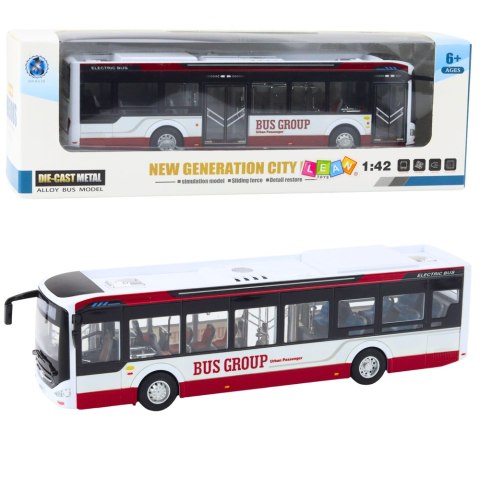 LEAN Toys Autobus Miejski Metalowy Dźwięk Światła 1:42 Czerwony