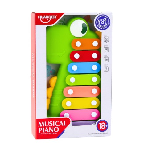 LEAN Toys Cymbałki Instrument Muzyczny Dla Malucha 8 Płytek Dinozaur Zielony LEAN Toys Cymbałki Instrument Muzyczny Dla Malucha 8 Płytek Dinozaur Zielony
